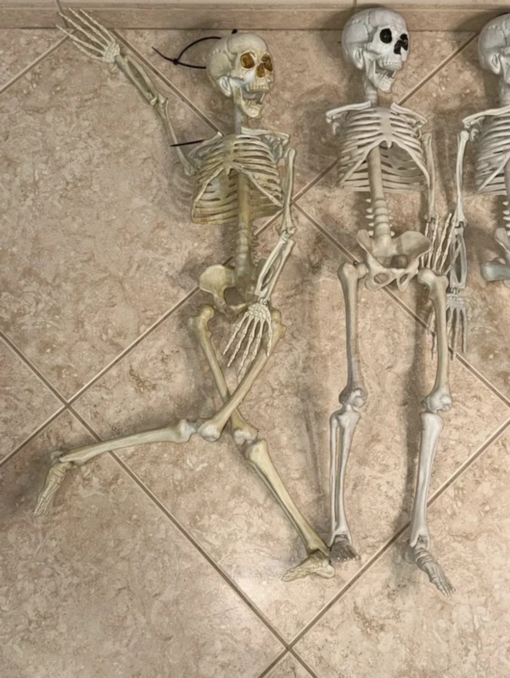 Halloween Posable Plastic Skeletons Bundle - Crafting/Decorating Lot of 5
